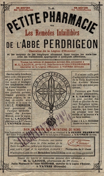 Catalogue 1887 de La Petite Pharmacie de l'Abbé Perdrigeon